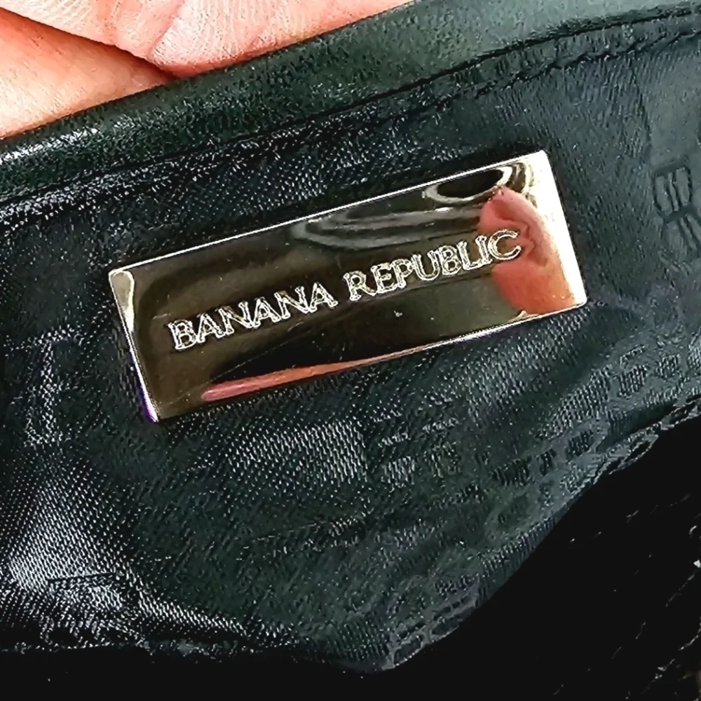 Banana republic Black/Bronze Litmus Color Leather Baguette Shoulder Bag